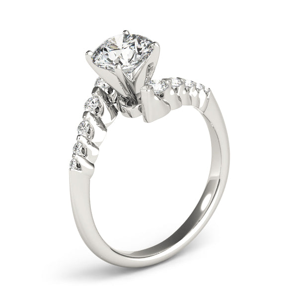 Saxon Side Stone Bypass Engagement Ring in Round White Gold