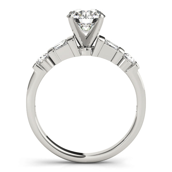Tennyson Side Stone Engagement Ring in Round White Gold