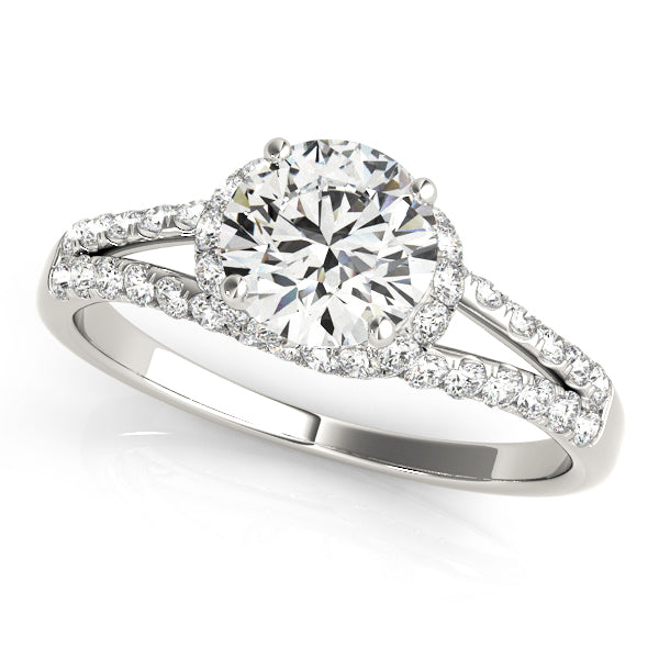 Brilliant Twisted Pave Engagement Ring in Round White Gold