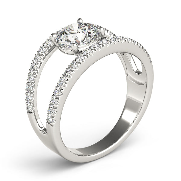 Amber Multirow Engagement Ring in Round White Gold
