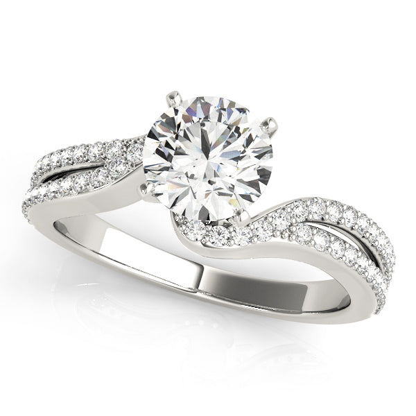 Sparkle Twisted Pave Engagement Ring in Round White Gold