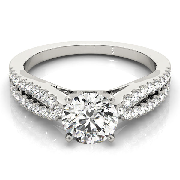 Shine Multirow Pave Engagement Ring in Round White Gold