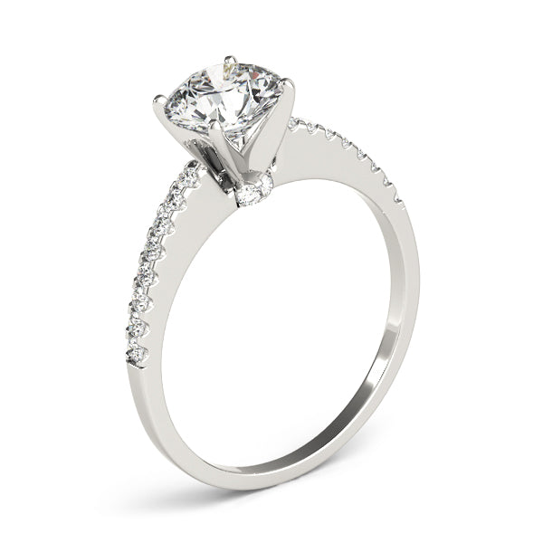 Derwent High Set Pave Engagement Ring in Round White Gold
