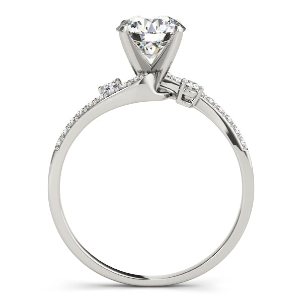 Boadicea Bypass Pave Engagement Ring in Round White Gold