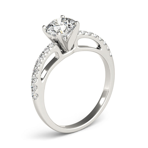 Pict Pave High Set Engagement Ring in Round White Gold