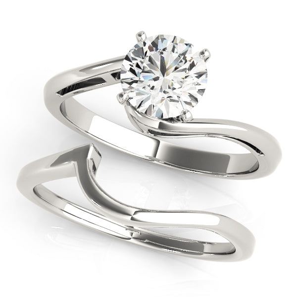 Stirling Twisted Solitaire Engagement Ring in Round White Gold