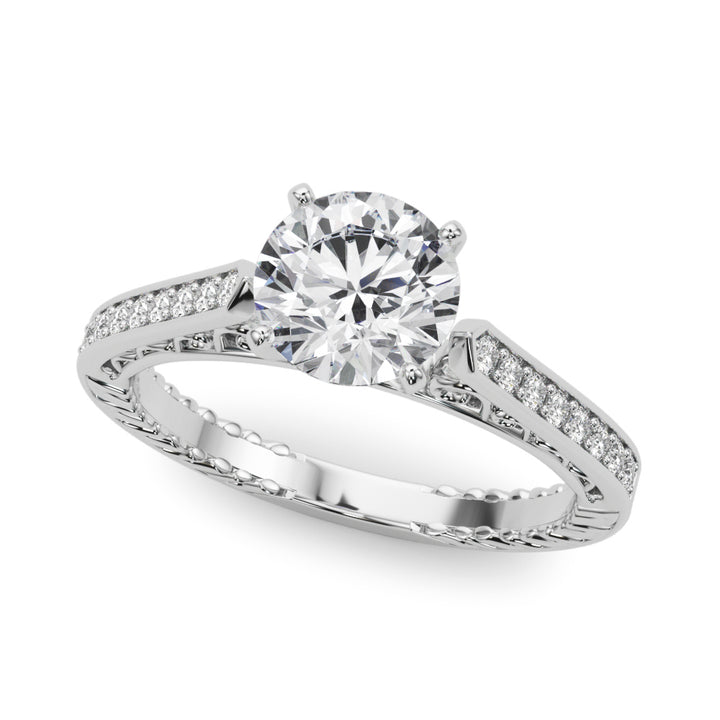 Puck Vintage Engagement Ring in Round White Gold