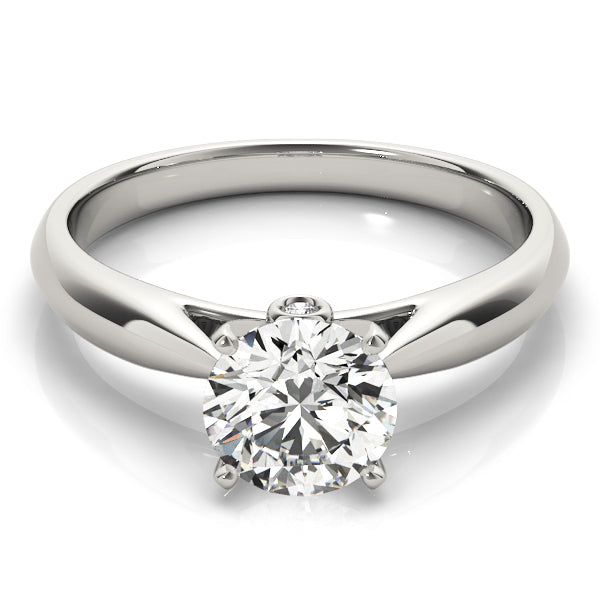 Harrogate Solitaire Hidden Halo Engagement Ring in Round White Gold