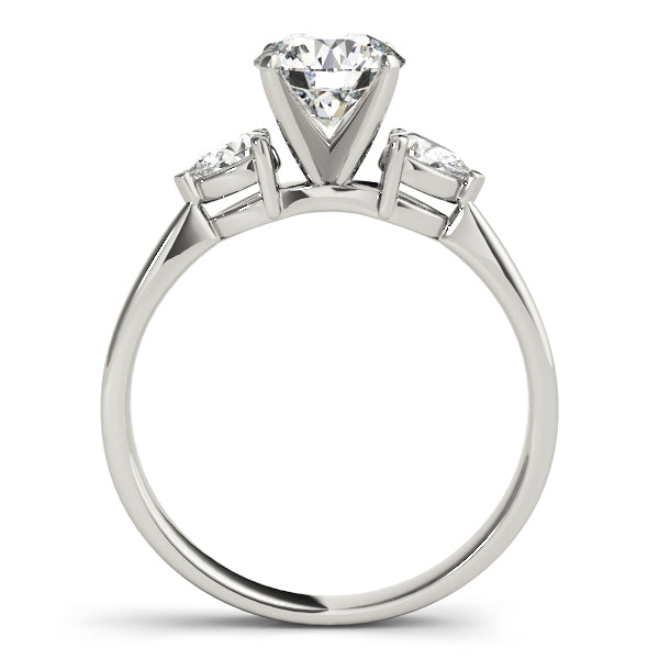 Tudor Three Stone Engagement Ring in Round White Gold