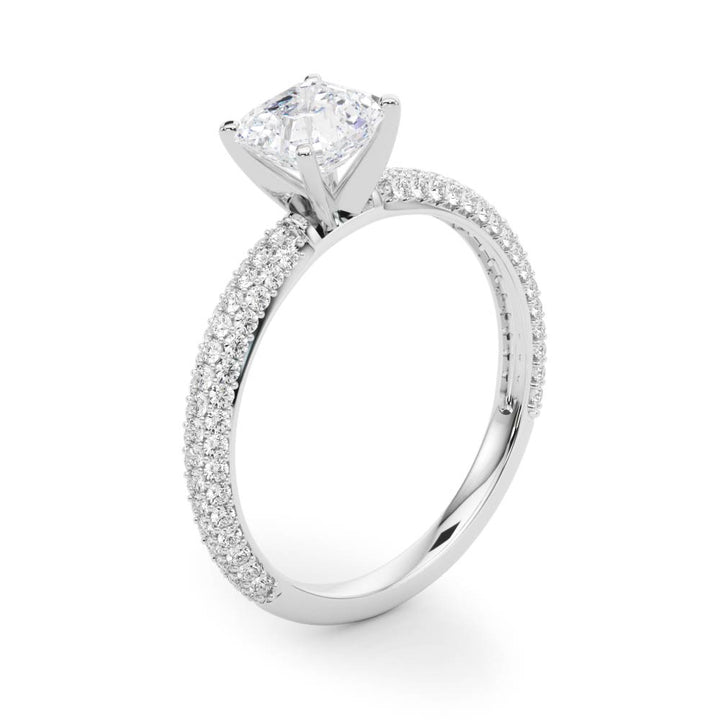 Hampton Three Row Engagement Ring in Round White Gold
