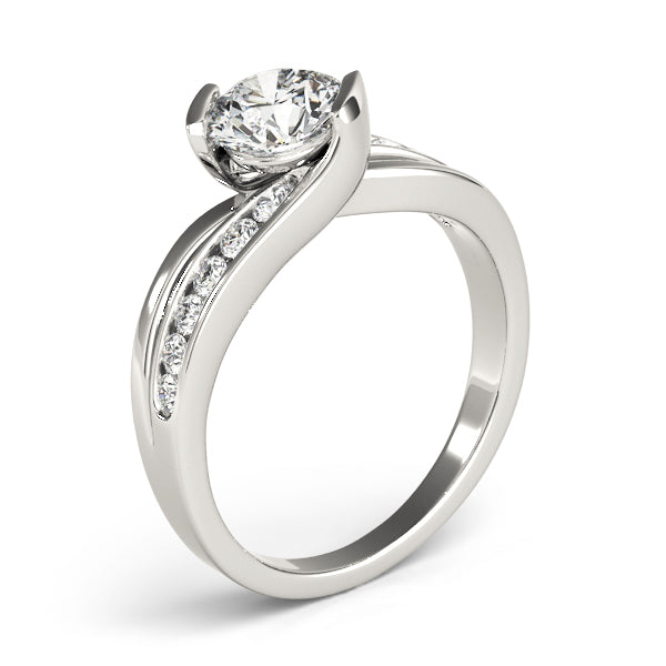 Celtic Bypass Bezel Engagement Ring in Round White Gold