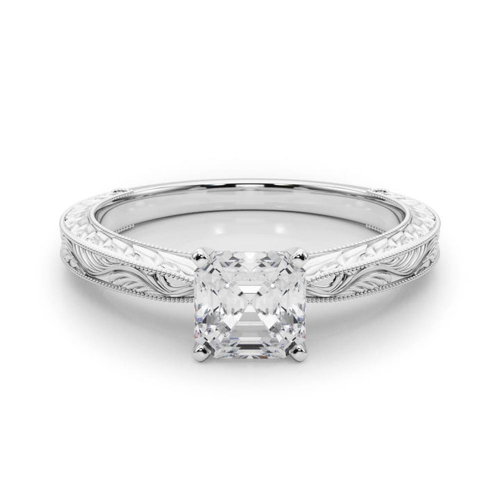 Pemberley Vintage Engagement Ring in Round White Gold