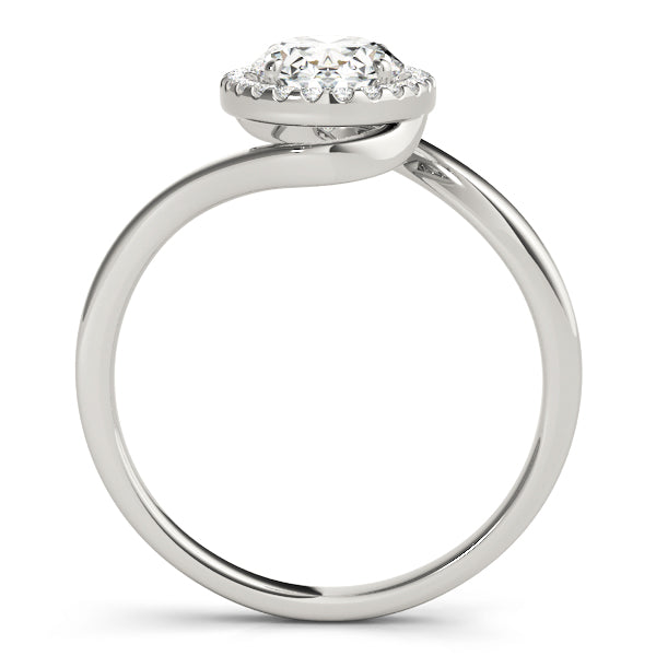 Skye Twisted Shank Halo Engagement Ring in Oval White Gold