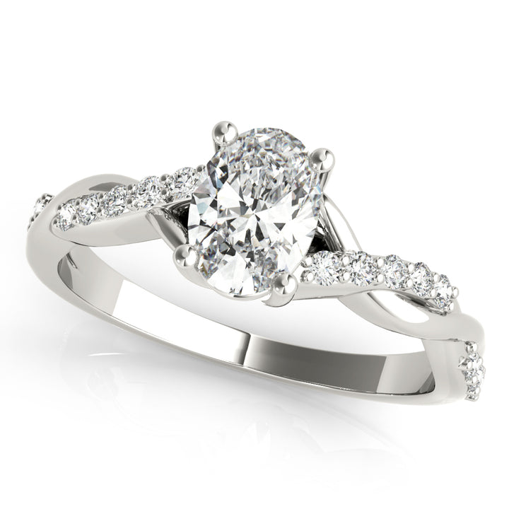 Heathcliff Twisted Pave Engagement Ring in Oval White Gold