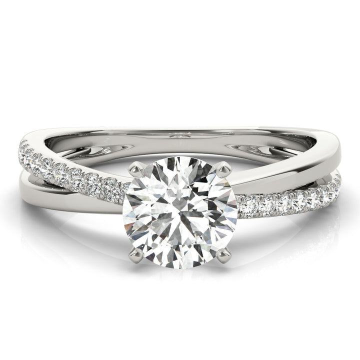 Winehouse Twisted Pave Engagement Ring in Round White Gold