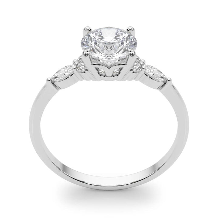 Potter Three Stone Engagement Ring in Round White Gold