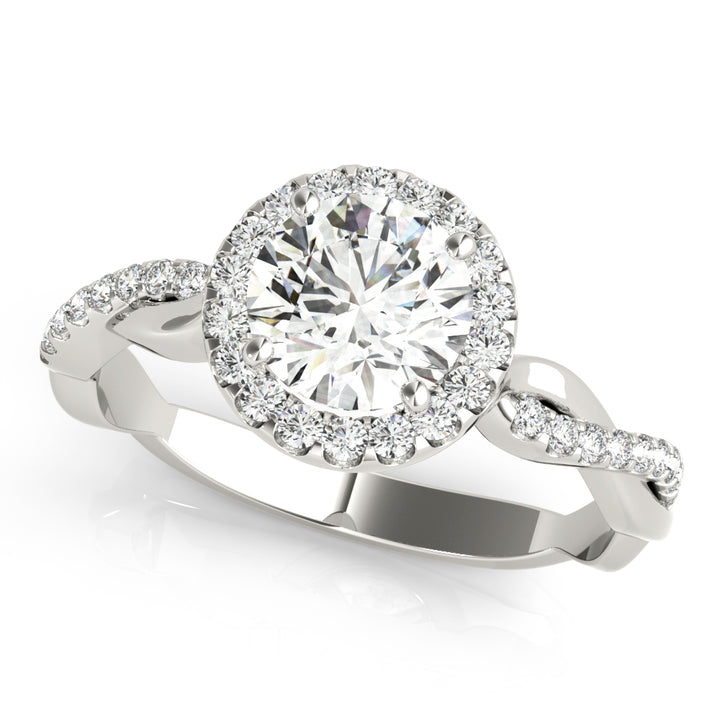 Bute Halo With Twisted Shank Engagement Ring