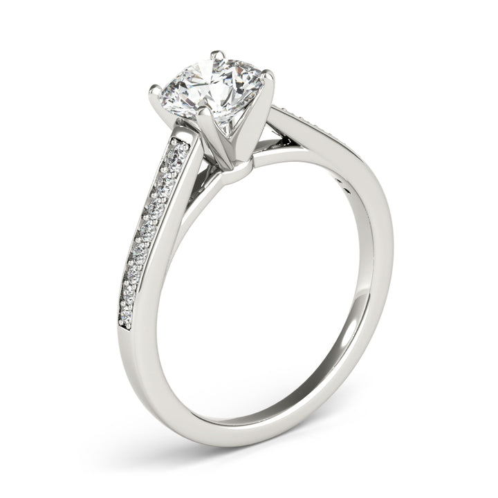 Balmoral Cathedral Engagement Ring in Round White Gold