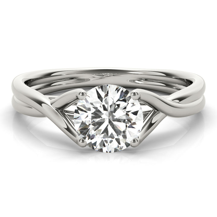 Netherfield Criss Cross Solitaire Engagement Ring in Round White Gold