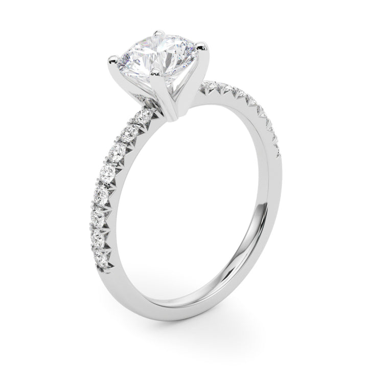 Wye Pave Engagement Ring in Round White Gold