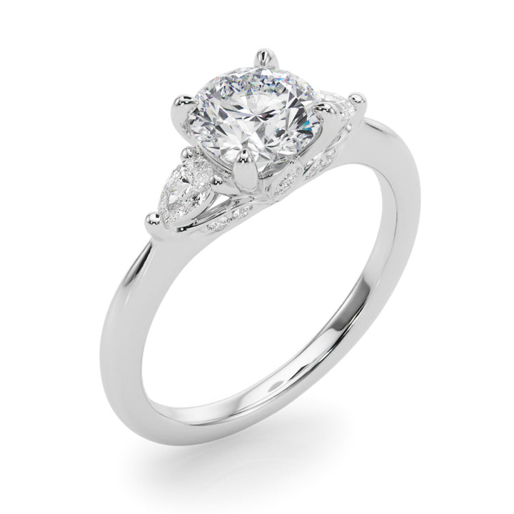 Cliff Three Stone Engagement Ring in Round White Gold