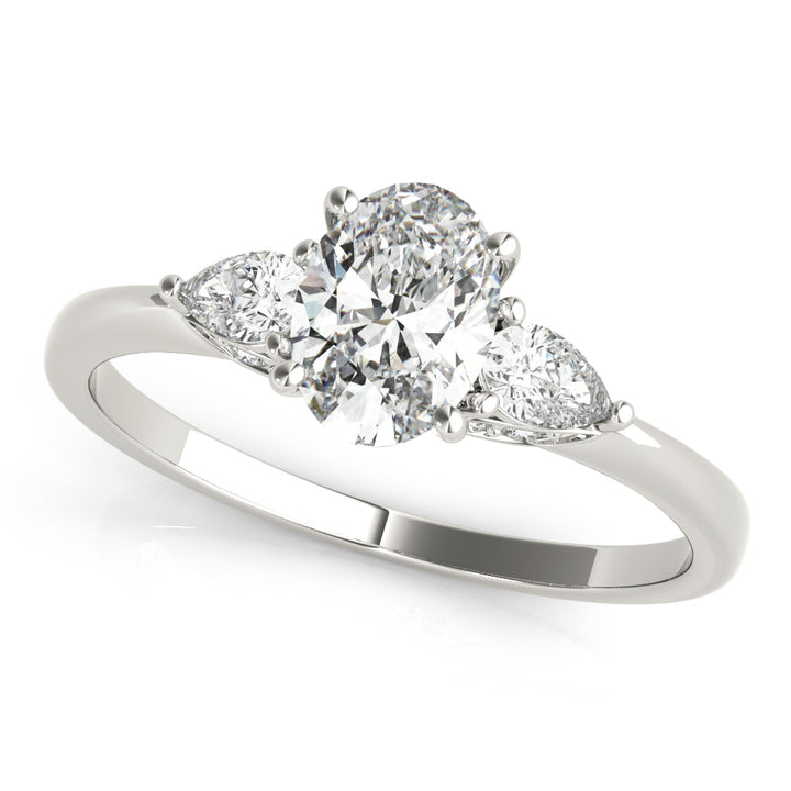 Poppy Trillion Hidden Halo Engagement Ring in Oval White Gold