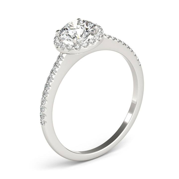 Harris Halo Engagement Ring in Round White Gold