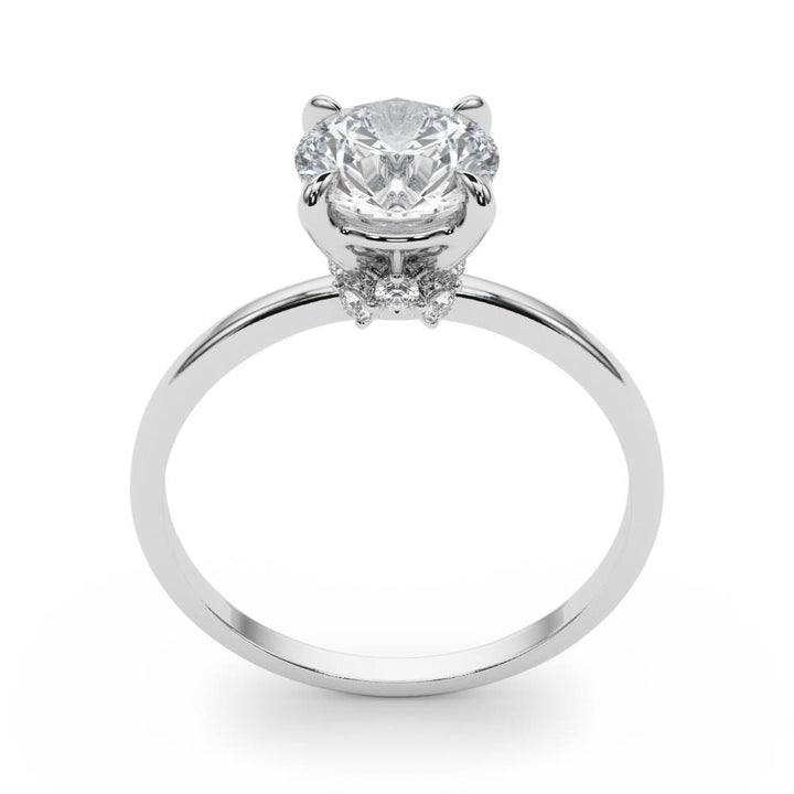 Devon Hidden Halo Solitaire Engagement Ring in Round White Gold