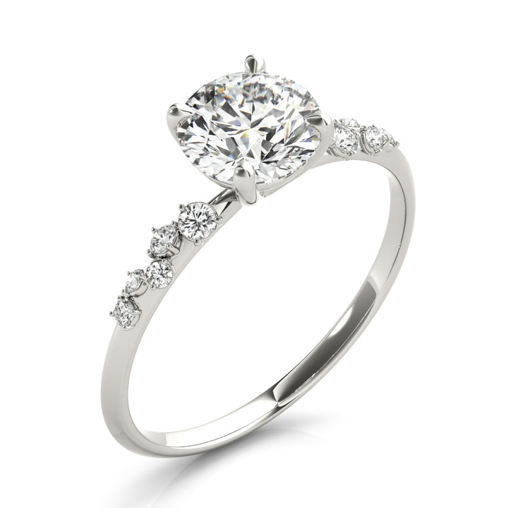 Titania Side Stone Engagement Ring in Round White Gold
