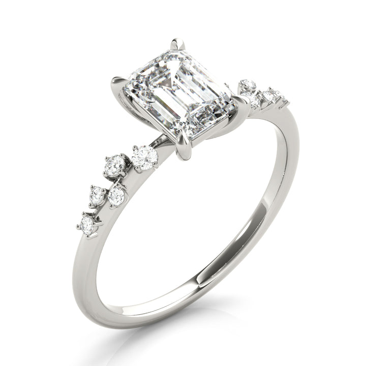 Milton Side Stone Engagement Ring in Round White Gold