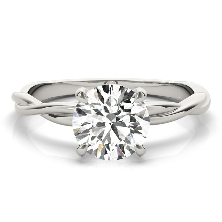 Coventry Twisted Solitaire Engagement Ring in Round White Gold