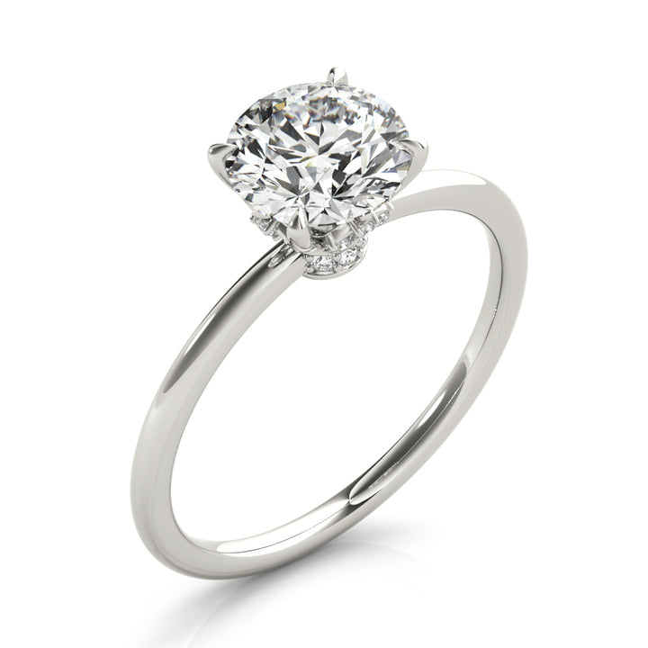 Cornwall Hidden Halo Engagement Ring in Round White Gold
