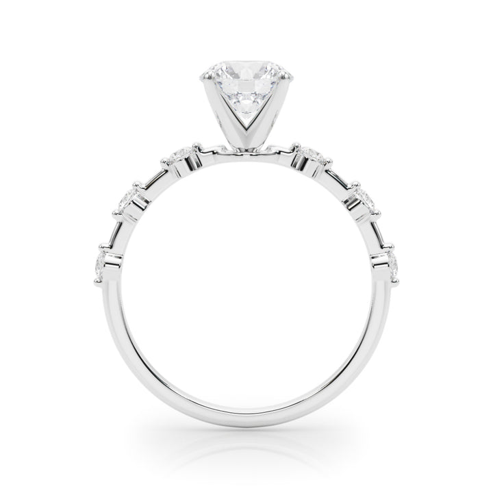 Monarch Feature Thin Side Stone Engagement Ring in Round White Gold