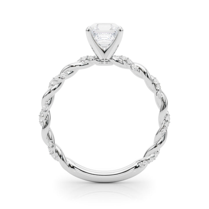 Lyric Twisted Single Pave Engagement Ring in Round White Gold
