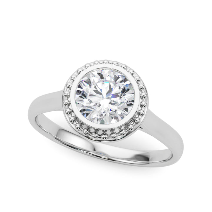 Oxford Bezel Engagement Ring in Round White Gold