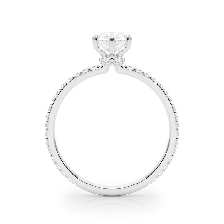Rye Hidden Halo Engagement Ring in Pear White Gold