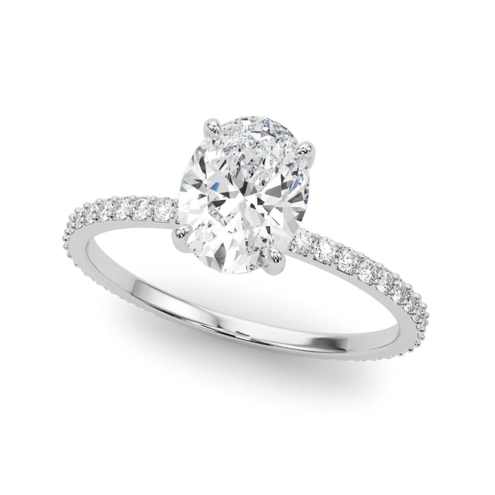 Portsmouth Hidden Halo Engagement Ring in Oval White Gold