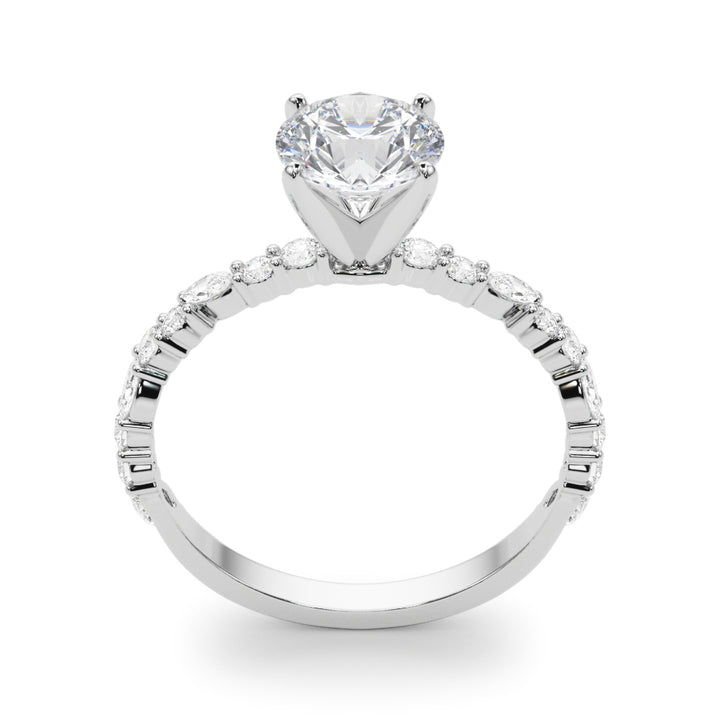 Elton Multi Side Stone Engagement Ring in Round White Gold