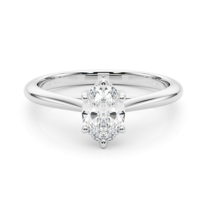 Kensington Six Prong Oval Solitaire Engagement Ring in Oval White Gold