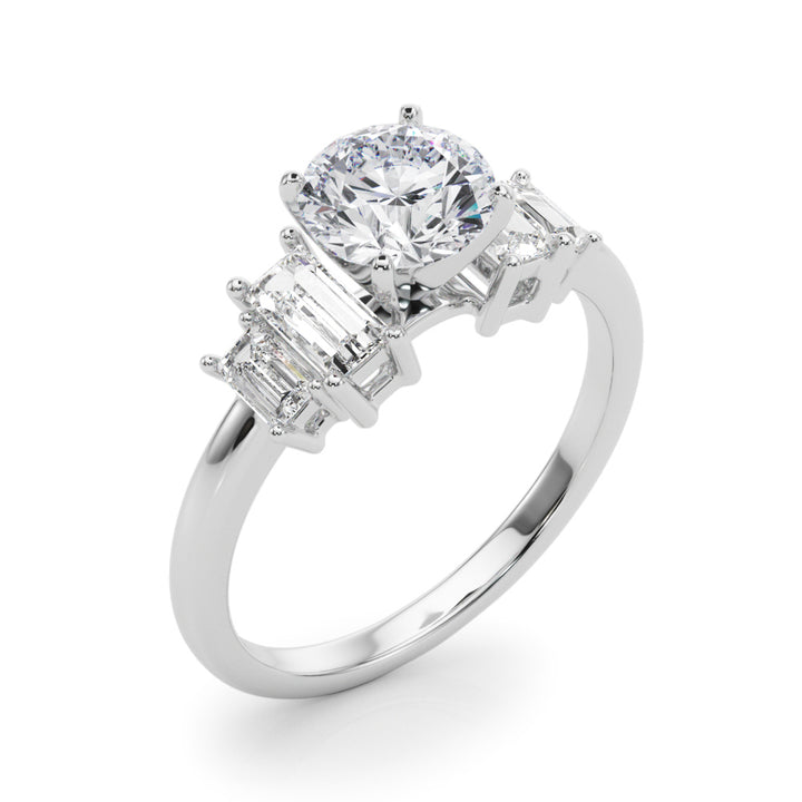 Gilmour Side Stone Engagement Ring in Round White Gold