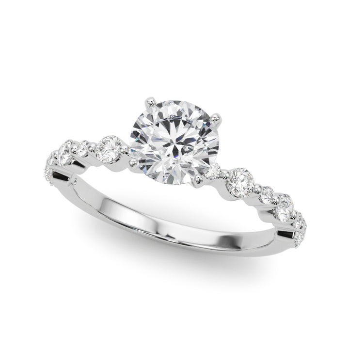 McCartney Side Stone Engagement Ring in Round White Gold