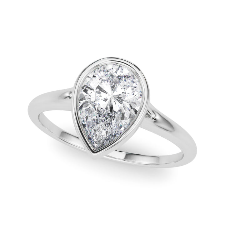 Pear Bezel Solitaire Ring in 9K Pear White Gold