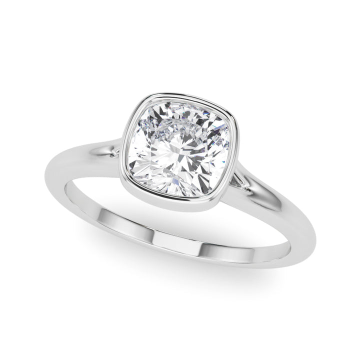 Cushion Bezel Solitaire Engagement Ring in 9K Cushion White Gold