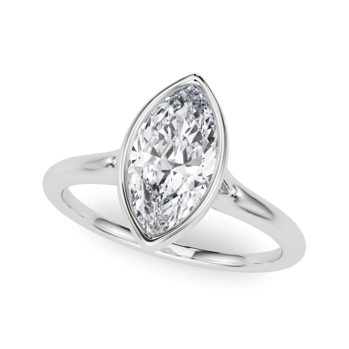 Marquise Bezel Solitaire Engagement Ring in 9K White