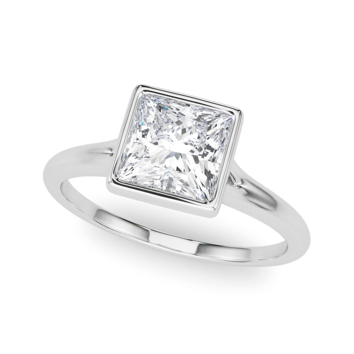 Princess Bezel Engagement Ring in 9K White