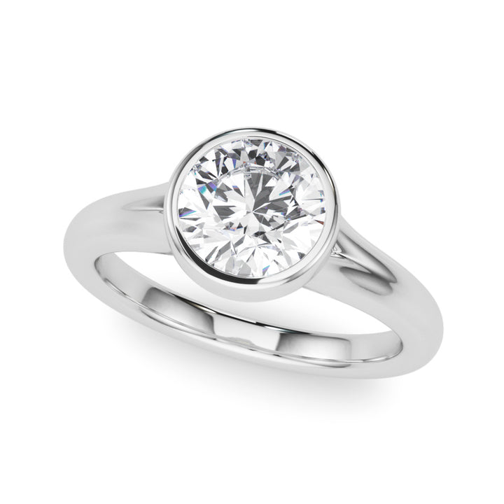 Round Bezel Solitaire Engagement Ring in 9K White Gold