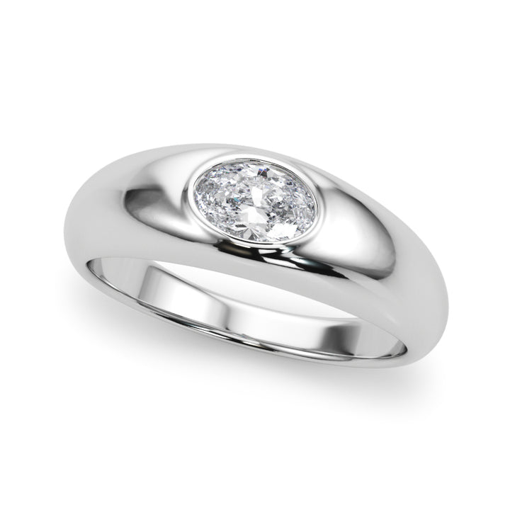 Oval Bezel Set in 9K White Oval
