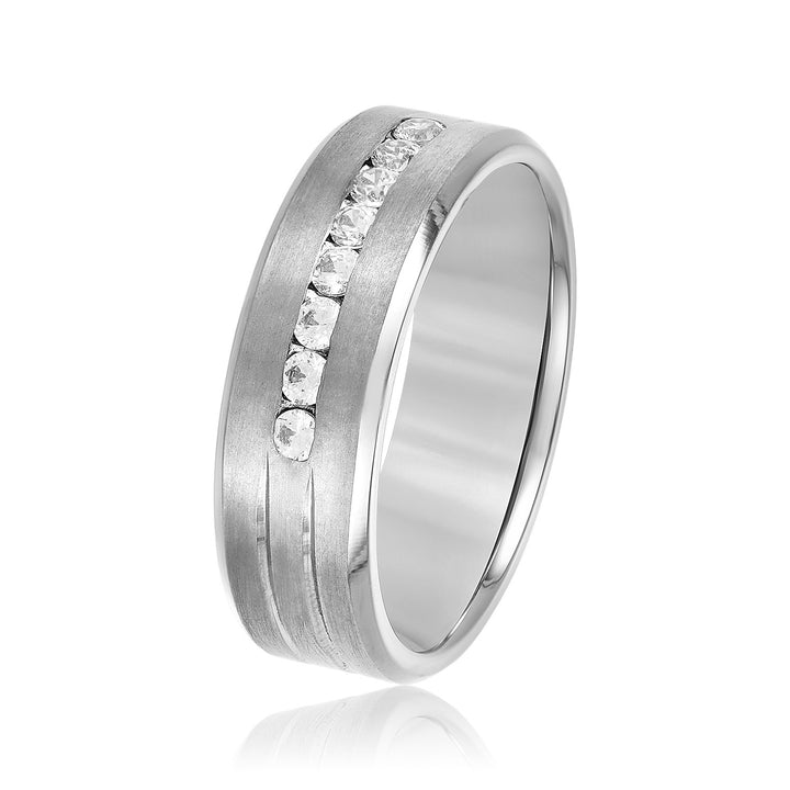 Nigel 7mm Mens Diamond Band in Platinum