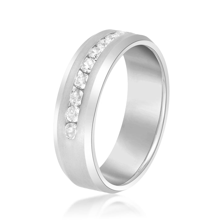 Toby 7mm Mens Diamond Band in Platinum