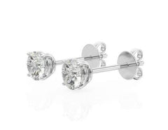 Lab Diamond Stud Earrings (1/2 Ct. Tw.) + 1 Carat round Moissanite Pendant in 925 Silver with Chain